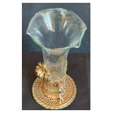 LR - Vintage Cherub Accented Glass Vase