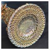 LR - Vintage Cherub Accented Glass Vase