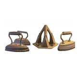 LL - Antique Sad Iron Stand with Three Irons