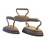 LL - Antique Sad Iron Stand with Three Irons