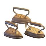 LL - Antique Sad Iron Stand with Three Irons