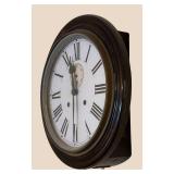 LL - Antique Mahogany Round Wall Clock