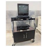 Contents of Cart - Working Electronics Including Panasonic Color Monitor CT-1382-VY BluRay Player VCR etc