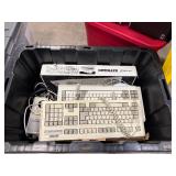 Large Bin w/Assorted Vintage Computer Keyboards & Other Items