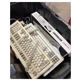 Large Bin w/Assorted Vintage Computer Keyboards & Other Items