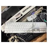 Large Bin w/Assorted Vintage Computer Keyboards & Other Items