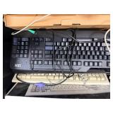 Large Bin w/Assorted Vintage Computer Keyboards & Other Items