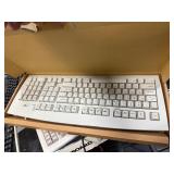 Large Bin w/Assorted Vintage Computer Keyboards & Other Items