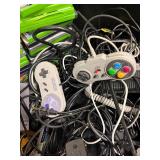 Large Bin Full of Assorted Video Games & Accessories Controllers Cords etc - Mostly Original XBOX