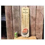 Vintage PEPSI COLA "Have A Pepsi" - 27" Embossed Metal Thermometer