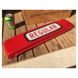 Vintage Gas Pump "REGULAR" Metal Pump Header/Top - 23" x 6"