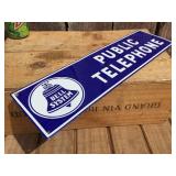 Vintage BELL SYSTEM "PUBLIC TELEPHONE" Metal Sign 19" x 5 1/2"