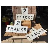 3 Vintage Railroad "2 Tracks" Aluminum Signs 27 1/4" x 18"