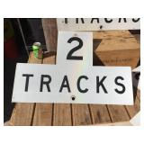3 Vintage Railroad "2 Tracks" Aluminum Signs 27 1/4" x 18"
