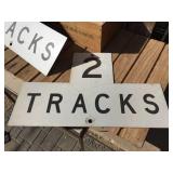 3 Vintage Railroad "2 Tracks" Aluminum Signs 27 1/4" x 18"