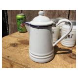Vintage Kitchen Milk Glass/Jadeite Shakers Plus 6" Porcelain Pitcher