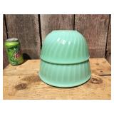 (2) FIRE KING - Nesting Swirl Jadeite Bowls - 8" + 9" - Nice