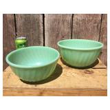 (2) FIRE KING - Nesting Swirl Jadeite Bowls - 8" + 9" - Nice