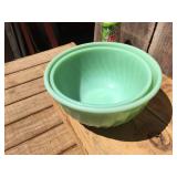 (2) FIRE KING - Nesting Swirl Jadeite Bowls - 8" + 9" - Nice