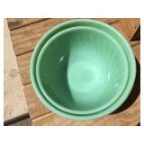 (2) FIRE KING - Nesting Swirl Jadeite Bowls - 8" + 9" - Nice