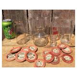 Vintage Milk Bottles Half Pint - Third Quart - Caps