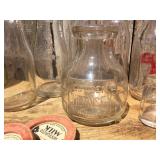 Vintage Milk Bottles Half Pint - Third Quart - Caps