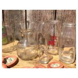 Vintage Milk Bottles Half Pint - Third Quart - Caps