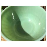 (2) Vintage 9" Swirl Jadeite Bowls - 1 Marked Fire King - Nice