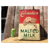 Vintage CARNATION MALTED MILK - 25 Lb Tin Container - Wow!