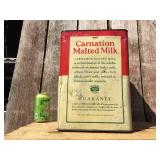 Vintage CARNATION MALTED MILK - 25 Lb Tin Container - Wow!