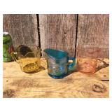 (3) Nifty Vintage Depression Measuring Cups - Pink/Amber/Carnival