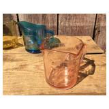 (3) Nifty Vintage Depression Measuring Cups - Pink/Amber/Carnival