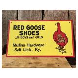 Vintage RED GOOSE SHOES - 17 1/2" x 10" Metal Sign