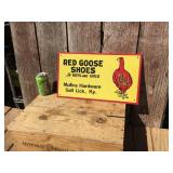 Vintage RED GOOSE SHOES - 17 1/2" x 10" Metal Sign