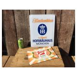 German - HOFBRAUHAUS + STIEGL - Embossed Tin Signs