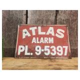 Vintage - ATLAS Alarm - Metal Sign 12" x 8"