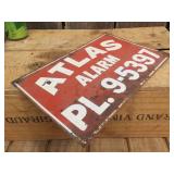 Vintage - ATLAS Alarm - Metal Sign 12" x 8"