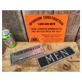 3 Collectable Metal Signs - MEN - Your Operator - MeBroom Construction