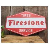 Old Look - Firestone Tire Service Sign - 19 1/2" x 13"