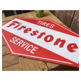 Old Look - Firestone Tire Service Sign - 19 1/2" x 13"