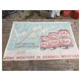 Vintage KENDALL LUBE "Change Now" - Canvas Advertiser Banner