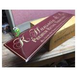 K. HANSOTIA - Tin Tobacconist Sign - 32" x 8 1/2"
