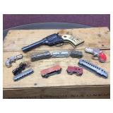 Vintage Mostly TOOTSIE TOY - Trains - Box Cars Plus Cap Guns