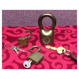 (3) Vintage Brass Locks: Yale - Eagle - Rancho Los Angeles