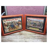 2 Vintage Framed Circus Posters RINGLING BROS - BARNUM + BAILEY