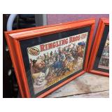 2 Vintage Framed Circus Posters RINGLING BROS - BARNUM + BAILEY
