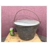 Vintage G.N.RY. Galvanized Hinged Lid - Railroad Can
