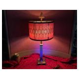 Fabulous Deco/MCM Table Lamp with Jadeite Glass + Funkadelic Shade!