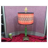 Fabulous Deco/MCM Table Lamp with Jadeite Glass + Funkadelic Shade!