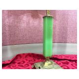 Fabulous Deco/MCM Table Lamp with Jadeite Glass + Funkadelic Shade!